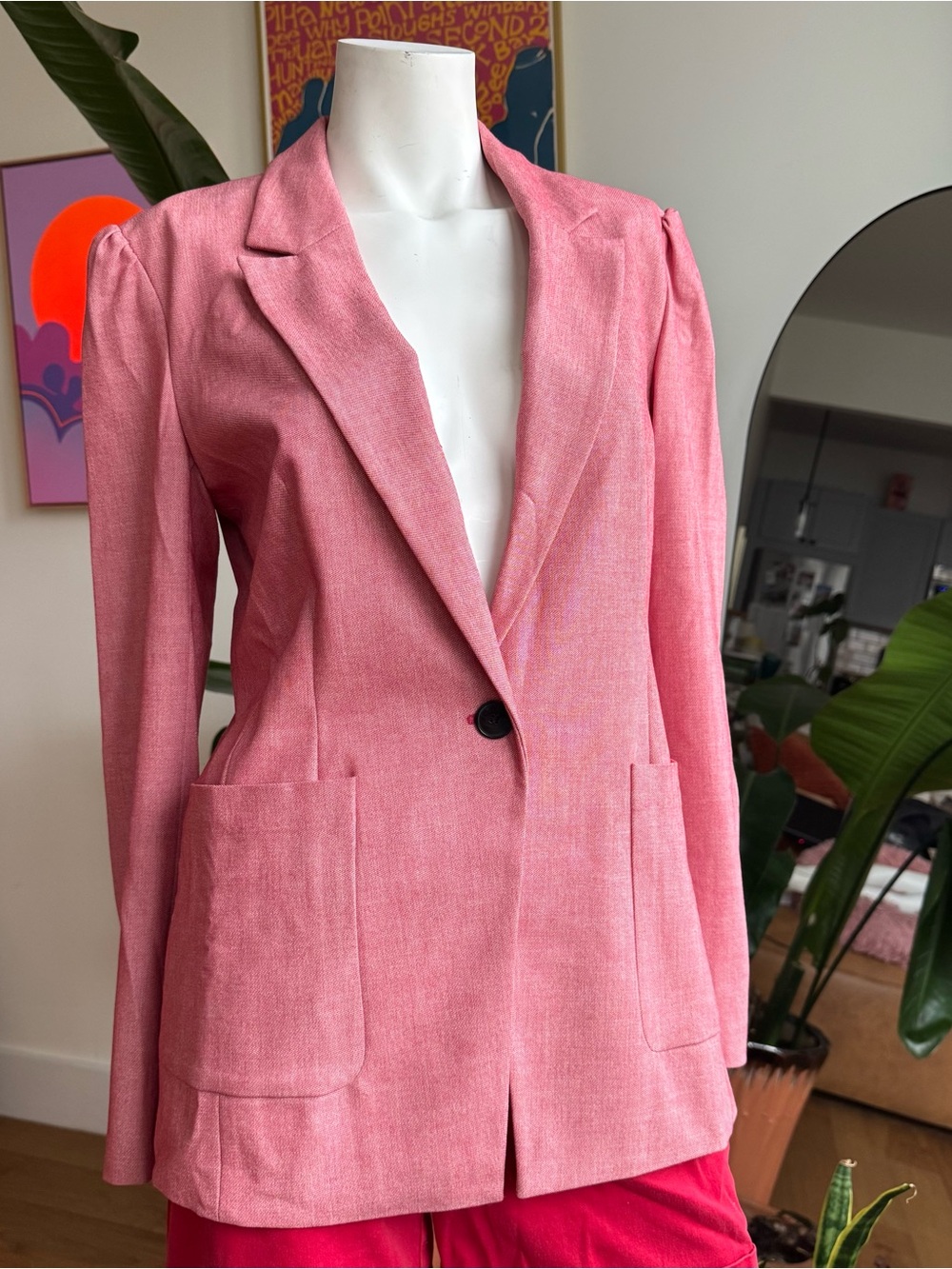 Halogen Pink Single-Button Tailored Blazer